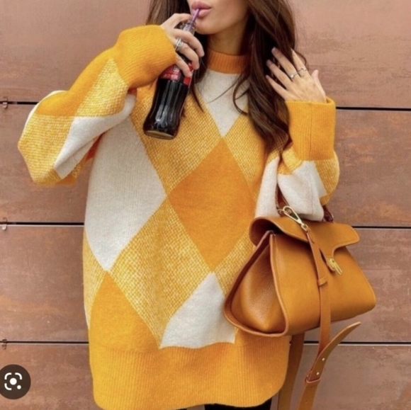 Zara Argyle Jacquard Knit Sweater - Picture 4 of 8